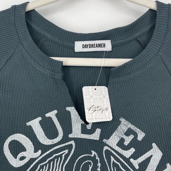 Free People X Daydreamer Queen Tour ‘75 Thermal Shirt XS Black NWT - Picture 3 of 6